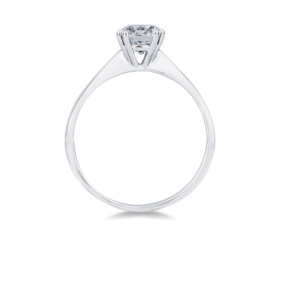 Bague solitaire en or blanc 18k avec huit griffes et diamant 1,00 ct