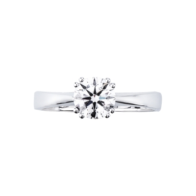 Bague solitaire en or blanc 18k avec huit griffes et diamant 1,00 ct