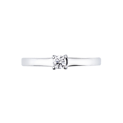 Bague solitaire en or blanc 18k avec diamant 0,10 ct