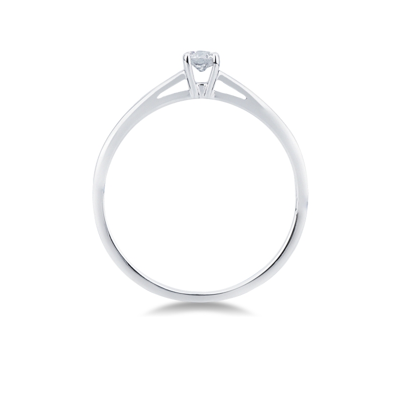  Bague solitaire en or blanc 18k avec diamant CT 0,15 
