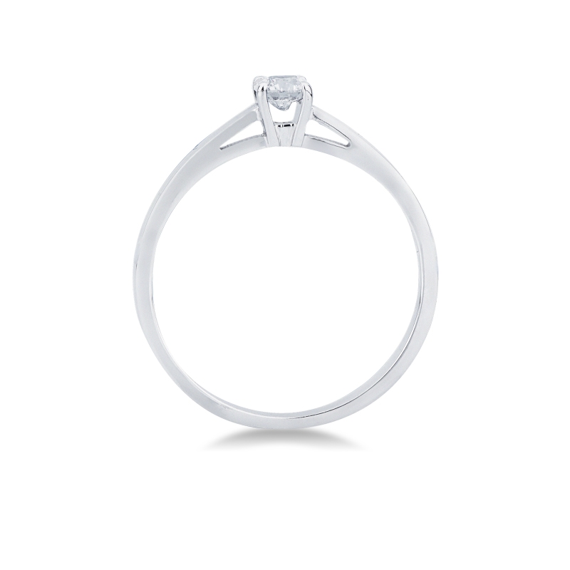 Bague solitaire en or blanc 18k à quatre griffes 0,20 ct 