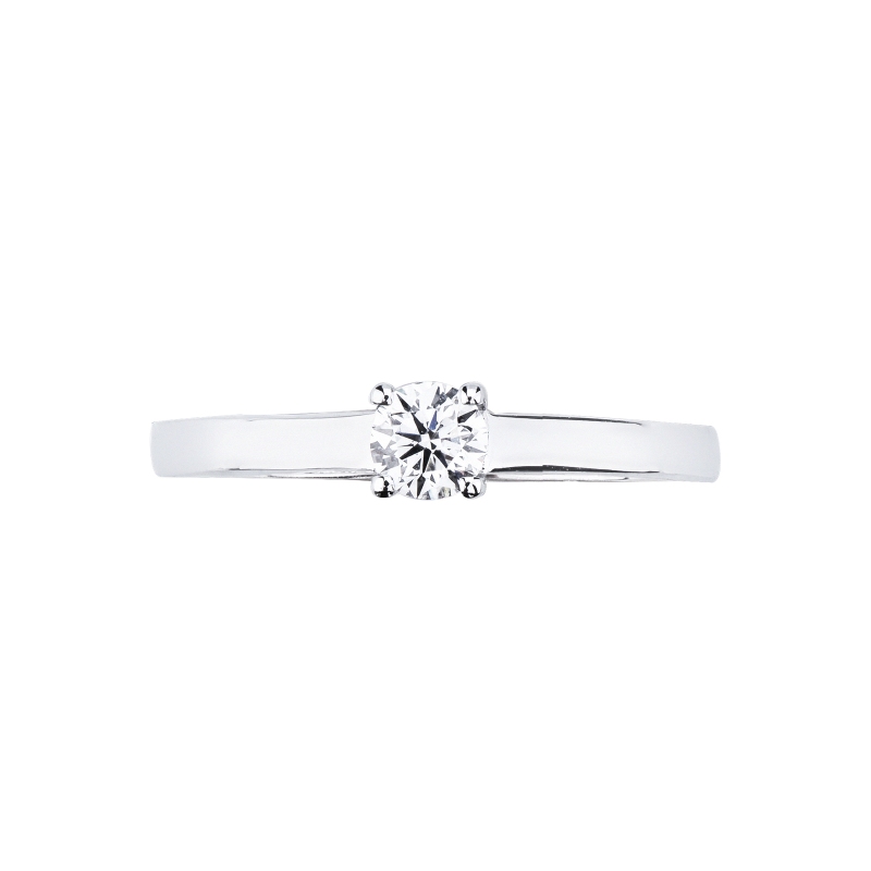 Bague solitaire en or blanc 18k à quatre griffes 0,20 ct 