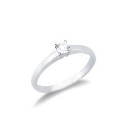 Bague solitaire en or blanc 18k à quatre griffes 0,20 ct