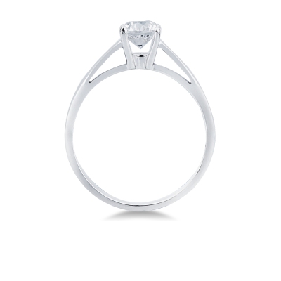 Bague solitaire en or blanc 18k, quatre griffes avec diamant CT 0,70