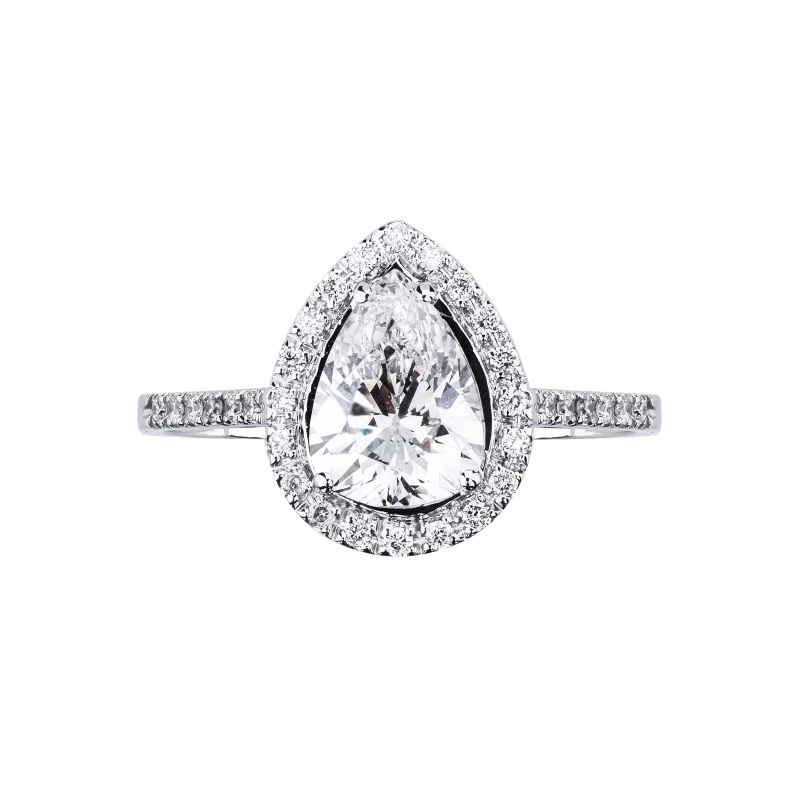 Bague solitaire en or blanc 18K avec diamant IGI 1.50 ct  Bague solitaire en or blanc 18K avec diamant IGI 1.50 ct