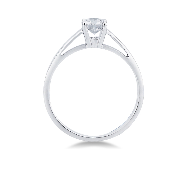 Bague solitaire en or blanc 18k avec diamant 0,50 ct