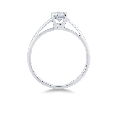 Bague solitaire en or blanc 18k avec diamant 0,50 ct