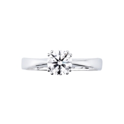 Bague solitaire en or blanc 18k avec huit griffes et diamant 0,90 ct 2