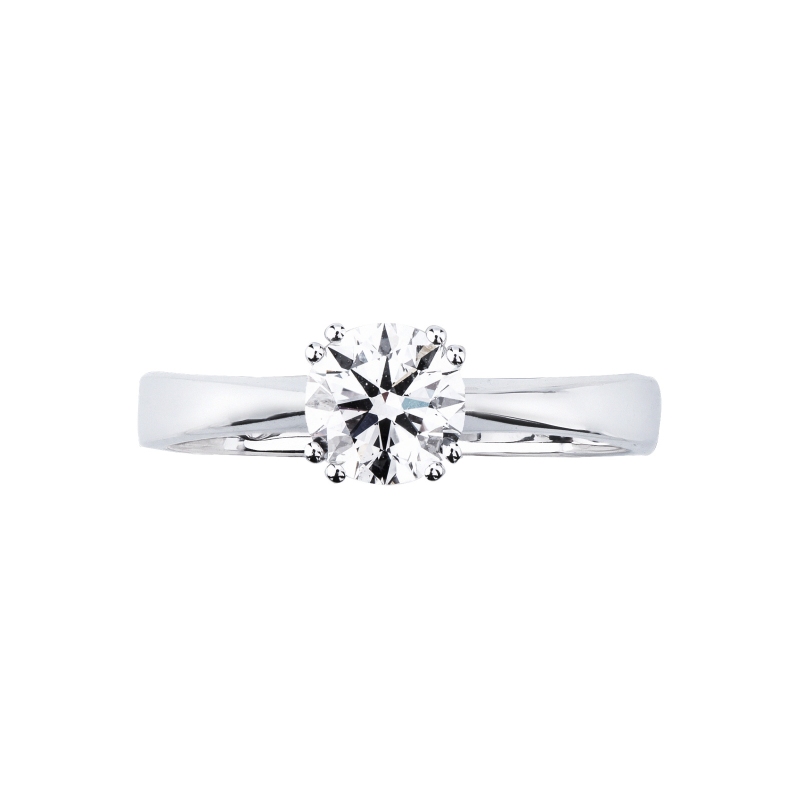 Bague solitaire en or blanc 18k avec huit griffes et diamant 0,90 ct Bague solitaire en or blanc 18k avec huit griffes et diamant 0,90 ct