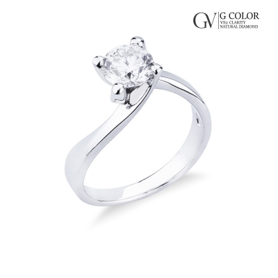 Bague mariage solitaire en or blanc 18 carats diamant 1.00 ct