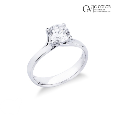 Bague solitaire mariage or blanc 18 ct avec diamant 0.90 ct