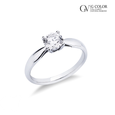 Bague solitaire avec diamant 0.90 carat en or blanc 18Kt
