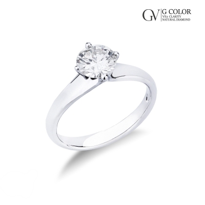 Bague avec diamant solitaire en or blanc 0.90 ct