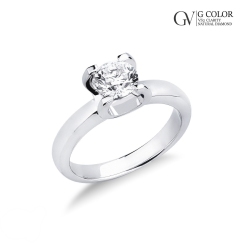 Bague solitaire ligne classique en or blanc 18 carats avec diamant 1 ct