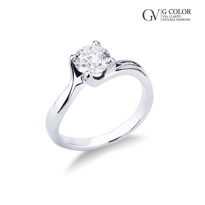 Solitaire en or blanc 18 carats avec diamant incrusté de 0,90 carat