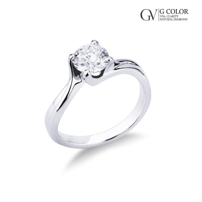 Bague solitaire en or blanc 18 carats avec diamant 1ct