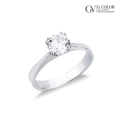 Bague solitaire en or blanc 18k avec huit griffes et diamant 1,00 ct
