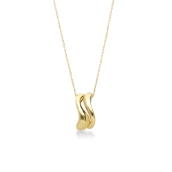 Collier en or jaune 18K avec pendentif vagues