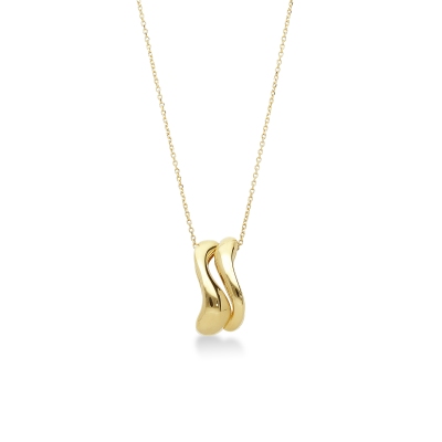 Collier en or jaune 18K avec pendentif vagues 