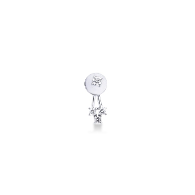  Mono boucle d'oreille en or blanc 18 carats et diamants 