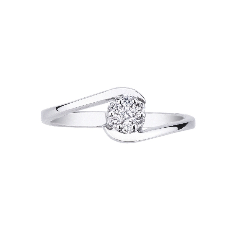 Bague solitaire illusion en or blanc au design et diamant Bague solitaire illusion en or blanc au design et diamant