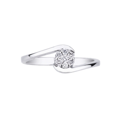 Bague solitaire illusion en or blanc au design et diamant