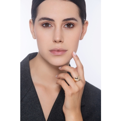 Bague large brillante en or jaune 18k