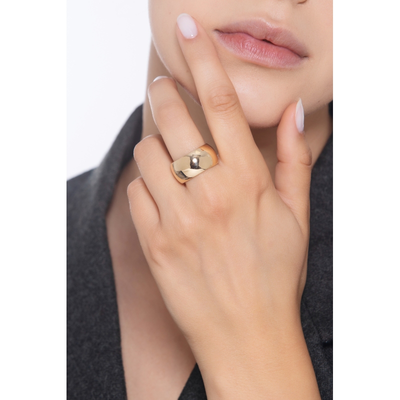 Bague large brillante en or jaune 18k Bague large brillante en or jaune 18k