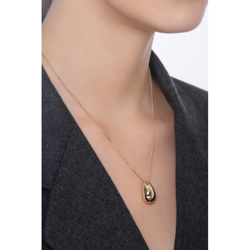 Collier femme en or jaune 18k en forme de goutte 