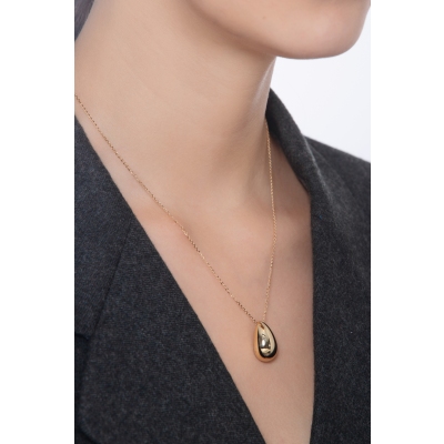 Collier femme en or jaune 18k en forme de goutte 