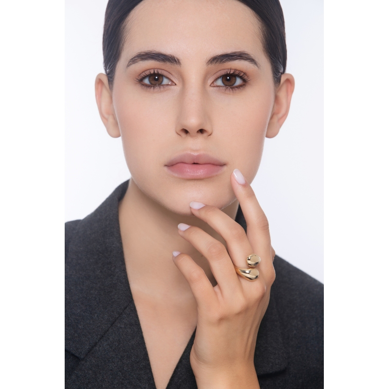 Anneau contrarié chunky en or jaune 18k