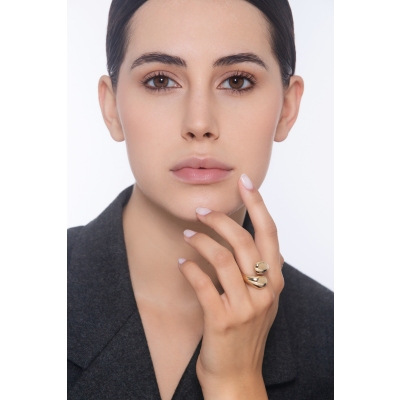 Anneau contrarié chunky en or jaune 18k