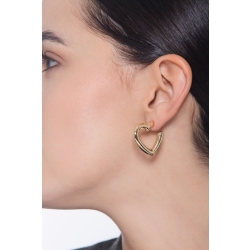 Boucles d’oreilles en or jaune 750 en forme de cœur bombé  2