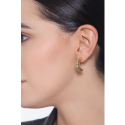 Boucles d'Oreilles en Forme de Lune Striée en Or Jaune 750 2