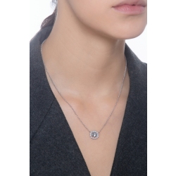 Collier superbe aigue-marine ovale et de diamants en or blanc 18k 2
