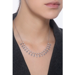 Collier en or blanc 18 carats avec aigue-marine en goutte et diamants 2