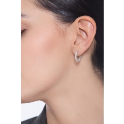 Boucles d’oreilles créoles en or blanc 18k avec diamants 2