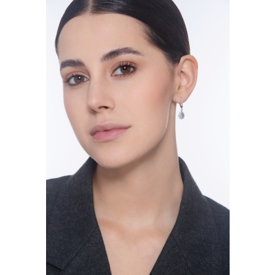 Boucles d'oreilles pendantes en Or Blanc 18k avec Aigue-marine et Diamants