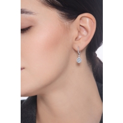 Boucles d'oreilles pendantes en Or Blanc 18k avec Aigue-marine et Diamants 2