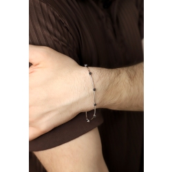 Bracelet alterné homme en or blanc 18 carats avec diamants noirs cm 20 2