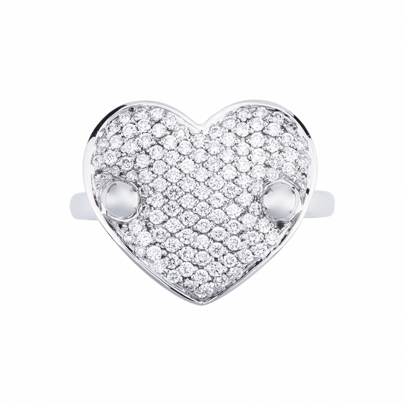 Bague cœur pavé en or blanc 18 carats avec diamants