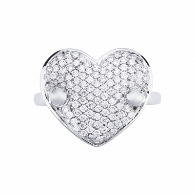 Bague cœur pavé en or blanc 18 carats avec diamants