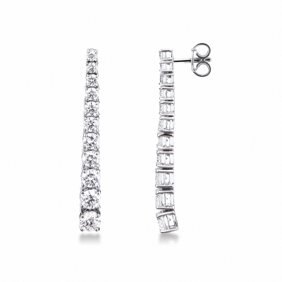 Boucles d’oreilles femme tennis en or blanc 18k avec diamants dégradés