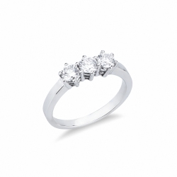 Demi alliance de fiançailles avec 3 diamants en or blanc 18k