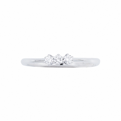 Bague trilogy lineaire en or blanc 18k trois diamants 0,15 ct