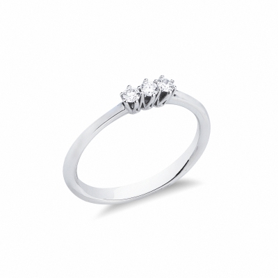 Bague trilogy lineaire en or blanc 18k trois diamants 0,15 ct