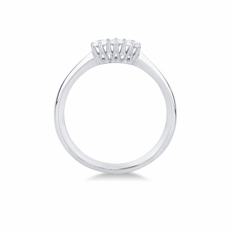 Bague trilogy en or blanc 18k avec trois diamants CT 0,21