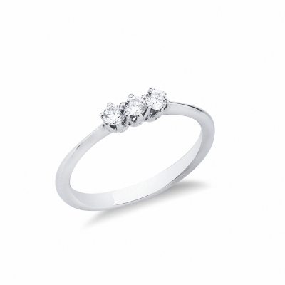 Bague trilogy en or blanc 18k avec trois diamants CT 0,21