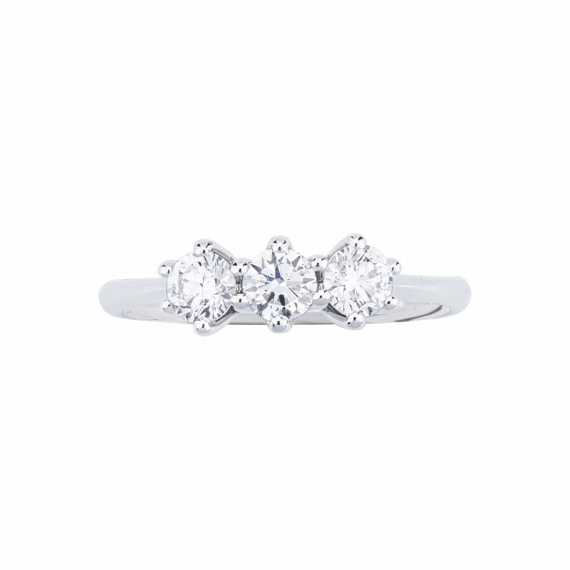 Bagues trilogy en or blanc 18 carats avec diamants 0,75 ct