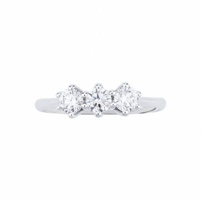 Bagues trilogy en or blanc 18 carats avec diamants 0,75 ct